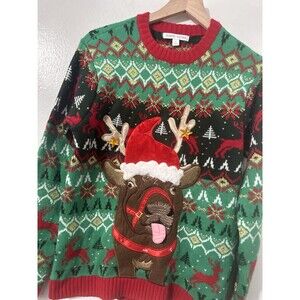 Celebrate Together Ugly Christmas Sweater 3D Cow Print Holiday Party Reindeer